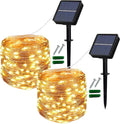 Lezonic Solar String Lights Outdoor, 2Pack Total 240 LED/80FT Solar Garden Lights Waterproof, 8 Modes Indoor/Outdoor Fairy Lights Copper Wire Lighting for Patio Yard Party Wedding (Warm White) [Energy Class A+++]